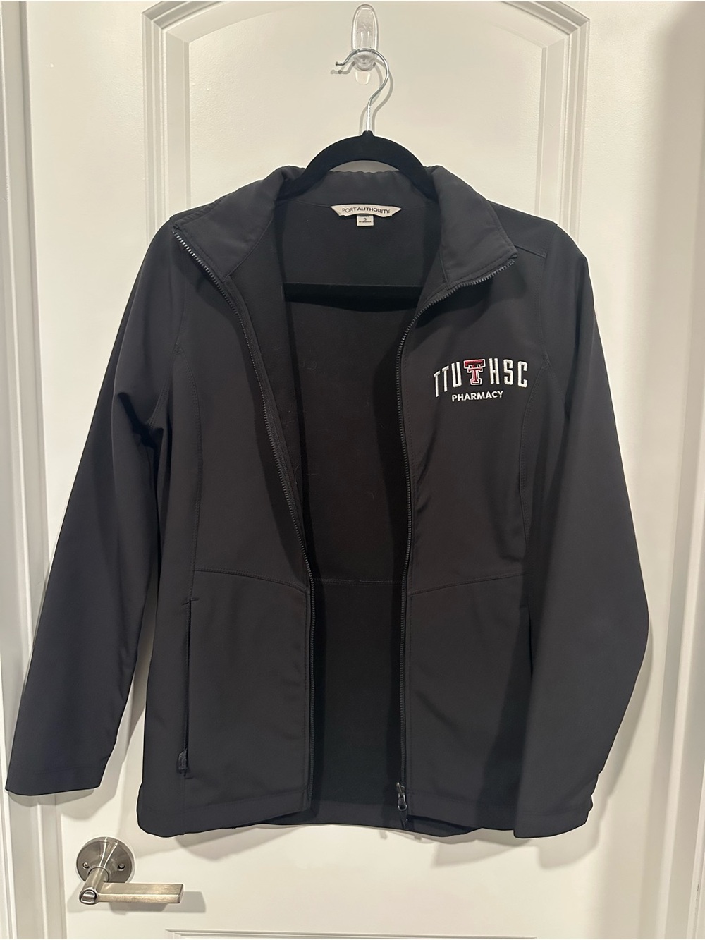Port Authority Black Lightweight Softshell Jacket with TTUHSC Pharmacy Logo